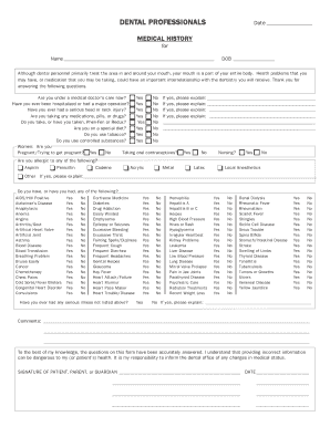 Dental Medical History Form