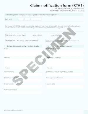 RTA1 Claim Notification Form