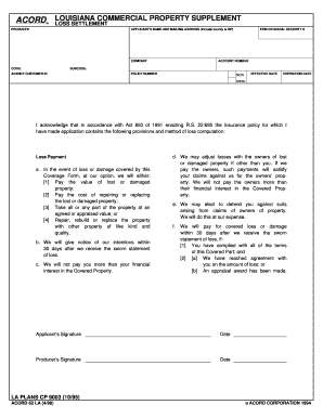 Louisiana Commercial Property Supplement