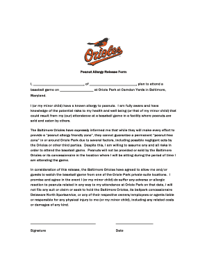 Peanut Allergy Release Form