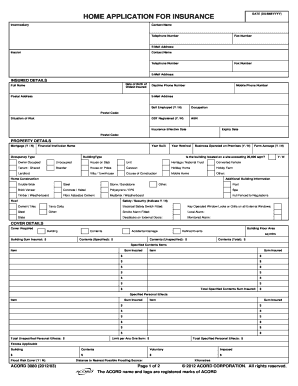 Home Insurance Application Form