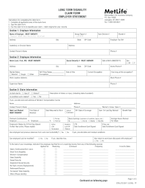 Long Term Disability Claim Form