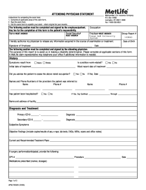 Attending Physician Statement Form