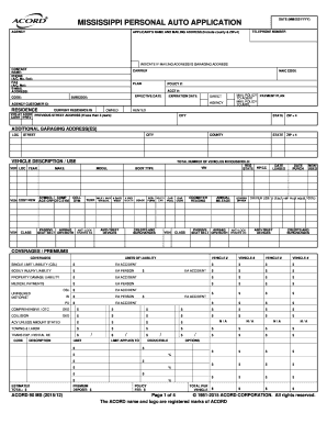 Mississippi Personal Auto Application