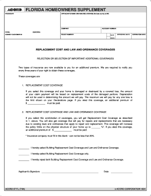 Florida Homeowners Insurance Supplement