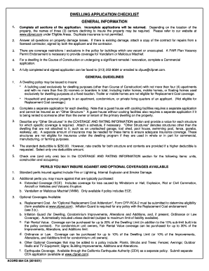 California Dwelling Insurance Application