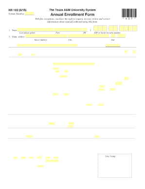 Texas A&M University System Annual Enrollment Form
