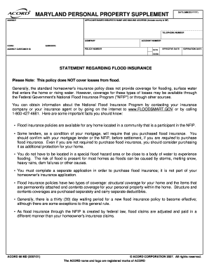 Maryland Personal Property Supplement
