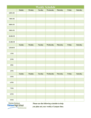 Weekly Schedule Template