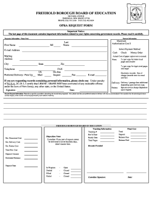 New Jersey OPRA Request Form