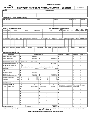 New York Personal Auto Application
