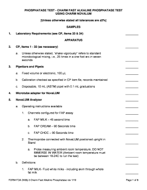 FDA 2400j-3 Charm Fast Alkaline Phosphatase Test
