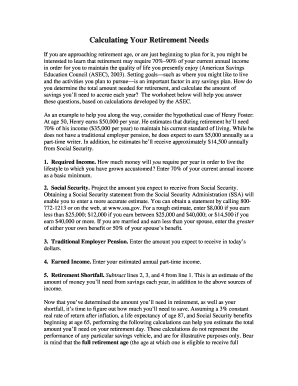Retirement Savings Calculator Worksheet