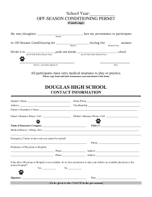 Off-Season Conditioning Permit