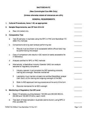 FDA BactoScan FC Form