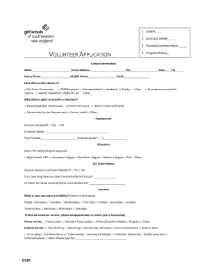 Girl Scouts Volunteer Application