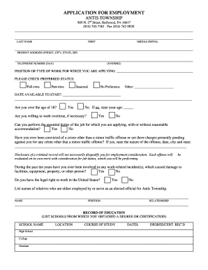 Application for Employment