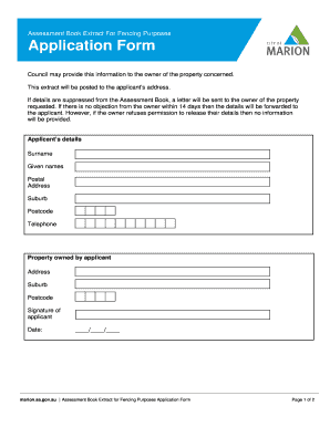 Assessment Book Extract Application Form