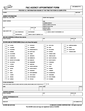 P&C Agency Appointment Form