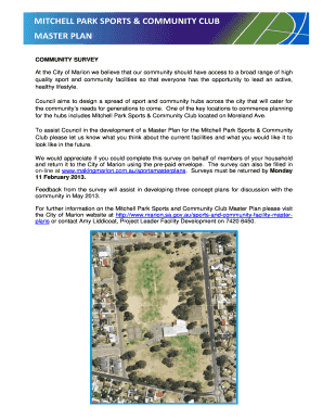 Mitchell Park Community Club Master Plan Survey