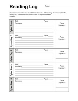 Reading log printable - Reading Log - Marion County Public Schools