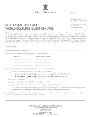 World Cultures Questionnaire