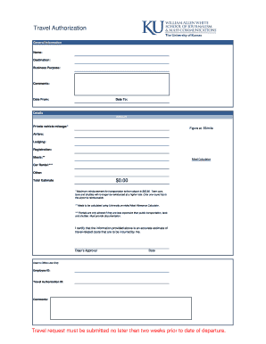 Travel Authorization Form