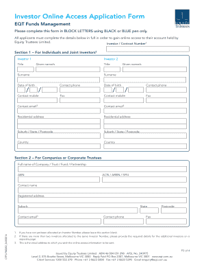 Investor Online Access Registration Form