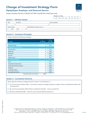 Change of Investment Strategy Form
