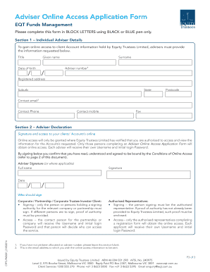 Adviser Online Access Registration Form