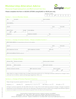 Membership Alteration Advice Form
