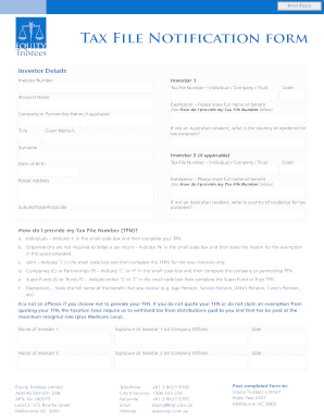 Australian Tax File Notification Form