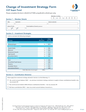 Change of Investment Strategy Form