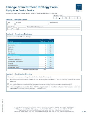 Change of Investment Strategy Form