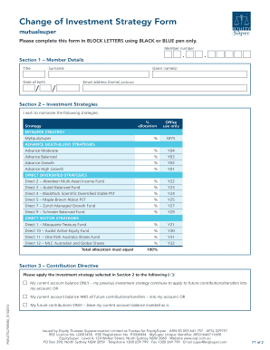 Change of Investment Strategy Form