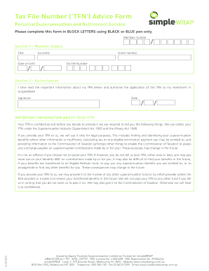 Tax File Number Advice Form