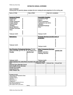 TEFRA Cost of Care Form