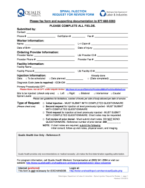 Washington Spinal Injection Request Form