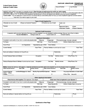 United States Senate Federal Credit Union Loan Application
