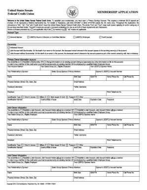 United States Senate Federal Credit Union Membership Application