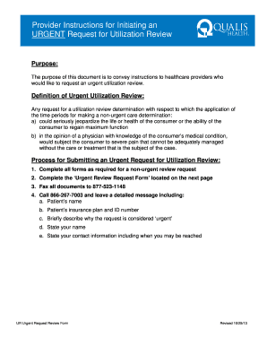 Urgent Utilization Review Request Form