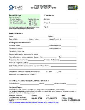 Physical Medicine Request for Review Form