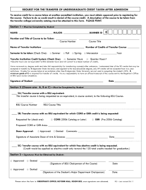 Undergraduate Credit Transfer Request Form