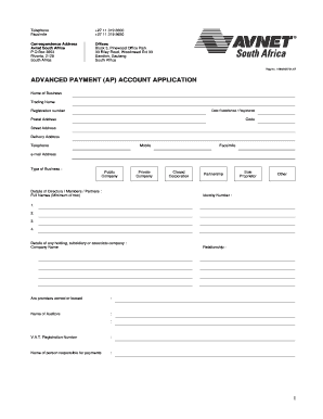Advanced Payment Account Application
