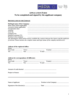 EU Company Credit Application Form