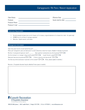 Campground Insurance Application Form
