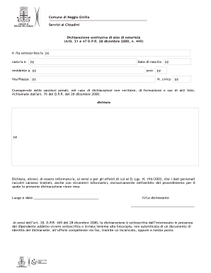 Dichiarazione sostitutiva di atto di notorietà