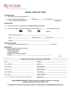 Rutgers Annual Giving Gift Form