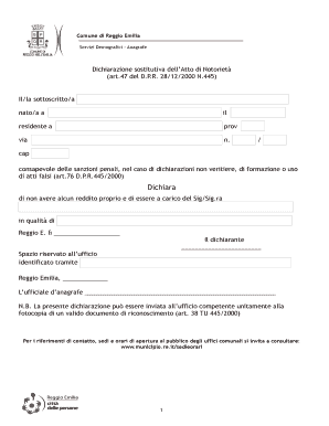 Dichiarazione sostitutiva dell’Atto di Notorietà