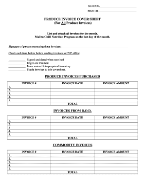 Produce Invoice Cover Sheet